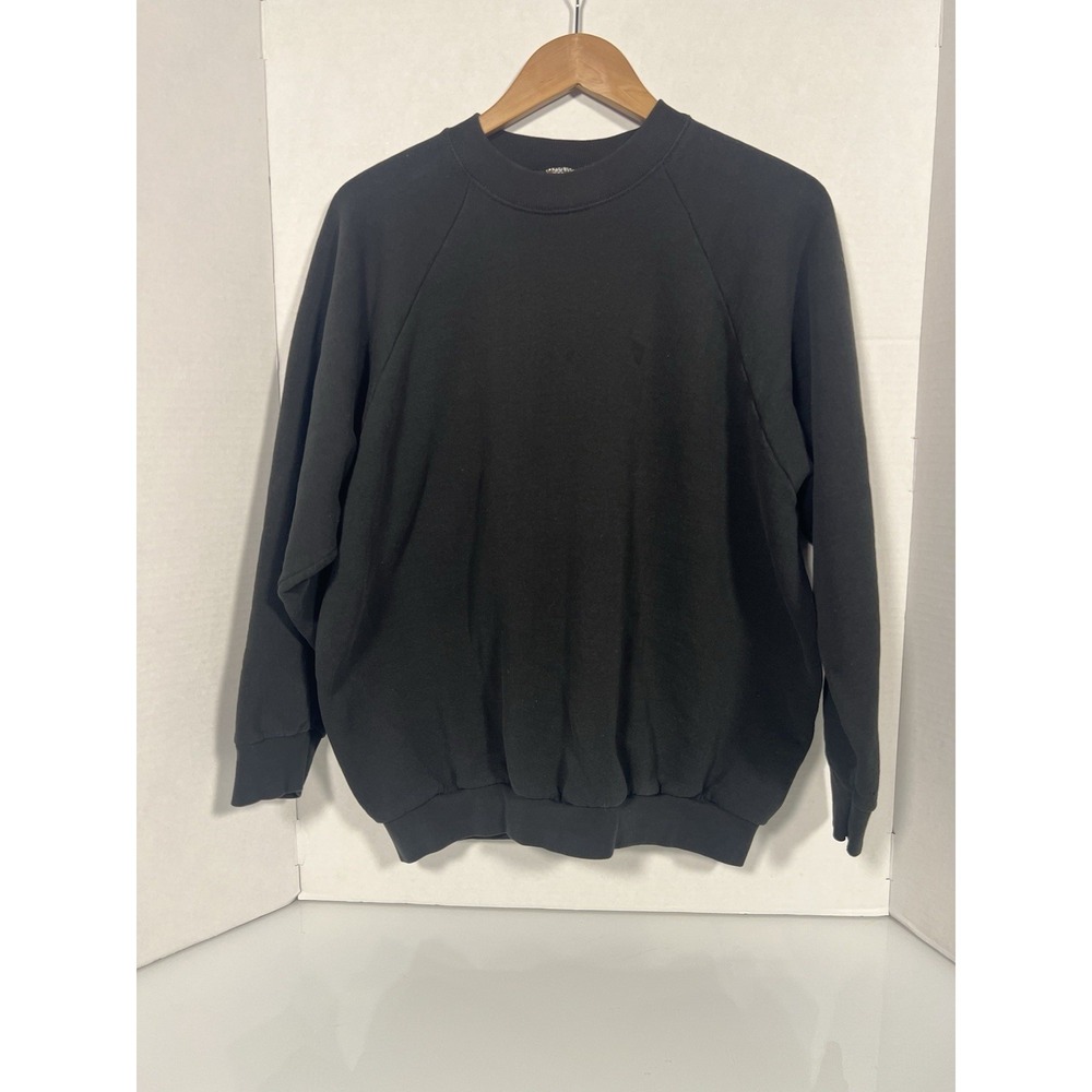 VTG Fruit Of The Loom Crew Neck Sweater Mens XL BlACK Made In USA 80s Faded 102